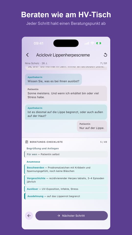 App FSP Apotheker: Beratungsgespräch mit Checkliste
