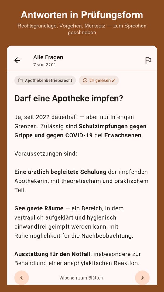App Kenntnisprüfung Apotheker: Frage